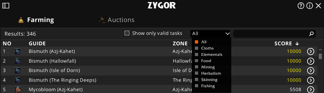 Filtering then results